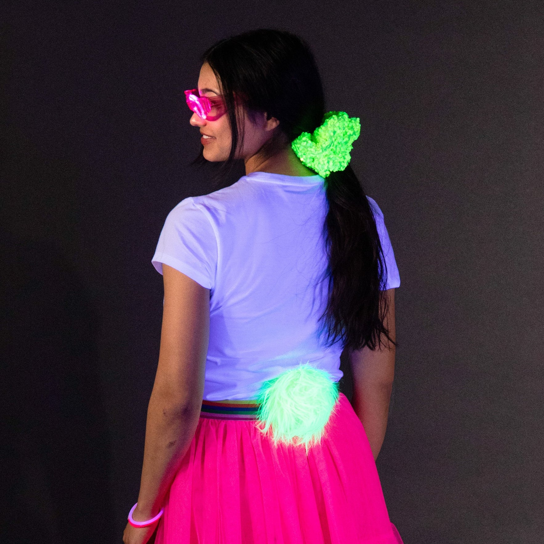 A Leading Role Green Glow Bunny Tail Clip On