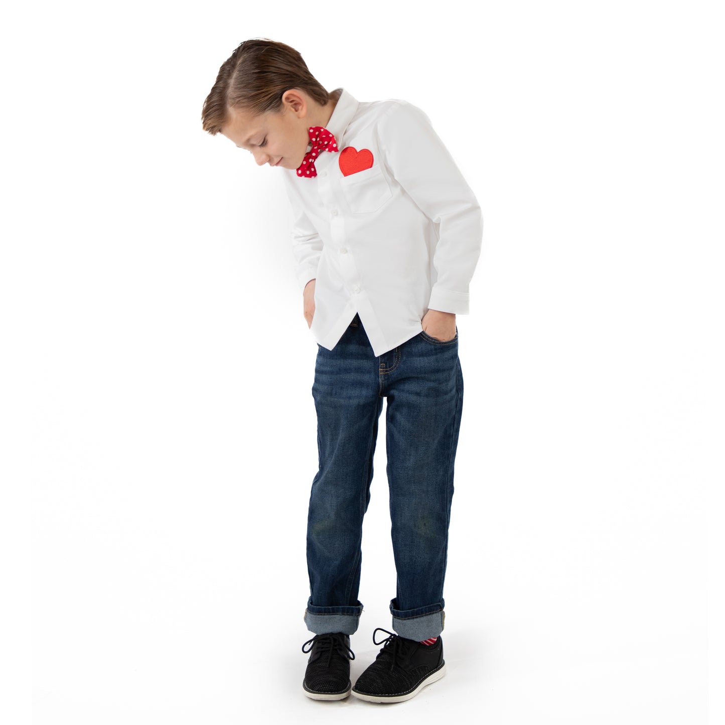 A Leading Role Child Heartbreaker White Shirt with Bow Tie