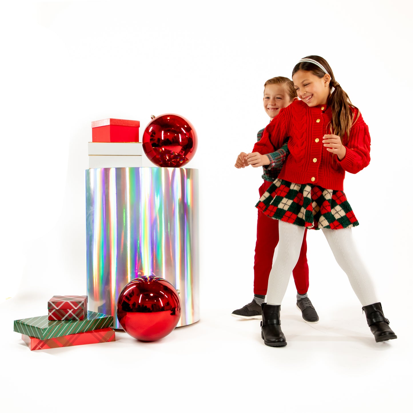 A Leading Role Premium Child Sherpa Argyle Swing Skirt