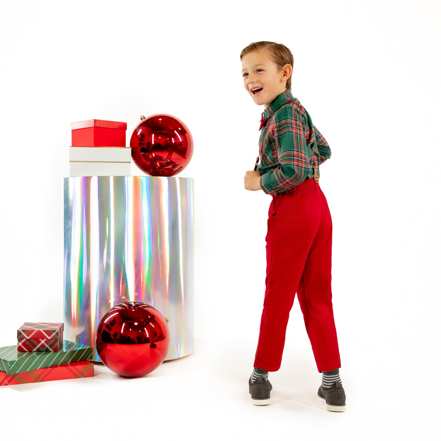 A Leading Role Premium Child Red Trouser and Suspender Set