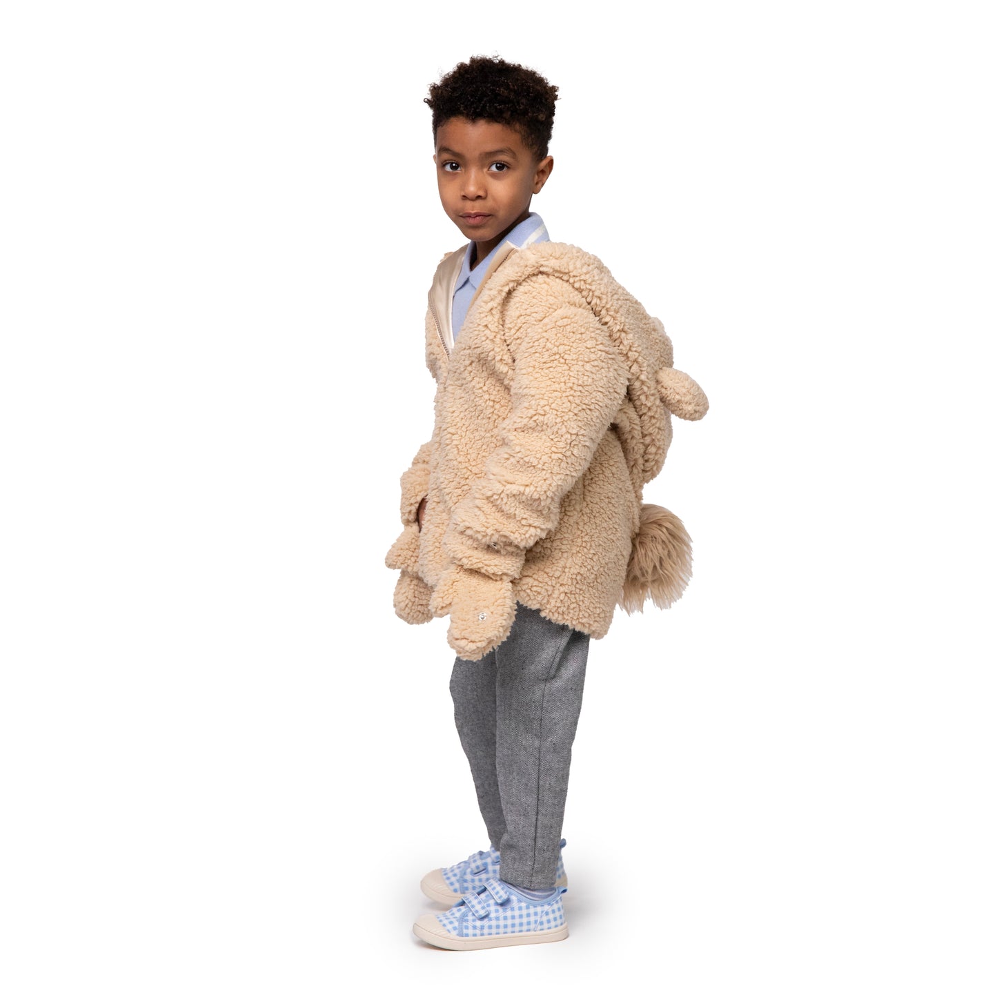 A Leading Role Premium Child Fuzzy Bear Zip-Up Jacket