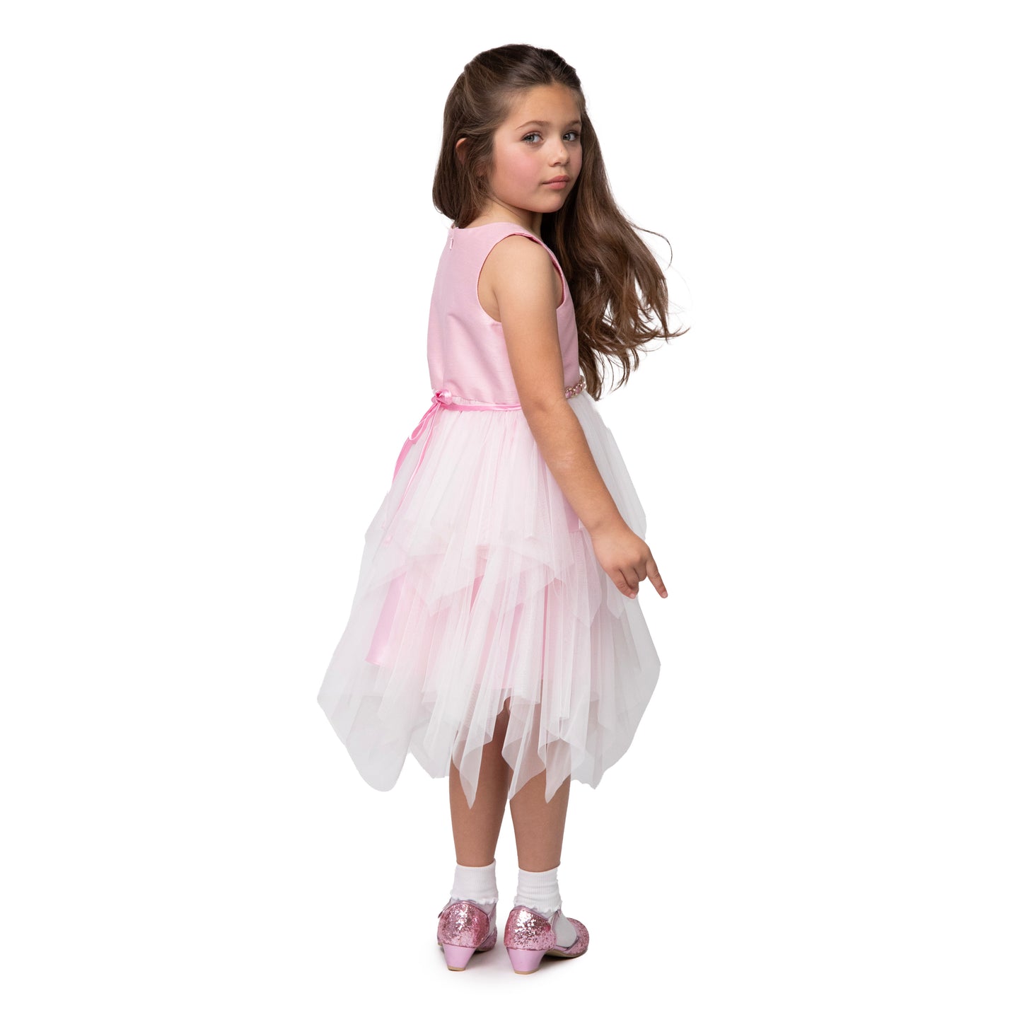 A Leading Role Child Pink Tulle Handkerchief Dress