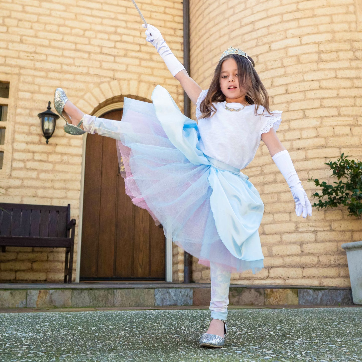 A Leading Role Cinderella and Sleeping Beauty Premium Reversible Child Skirt with Gloves