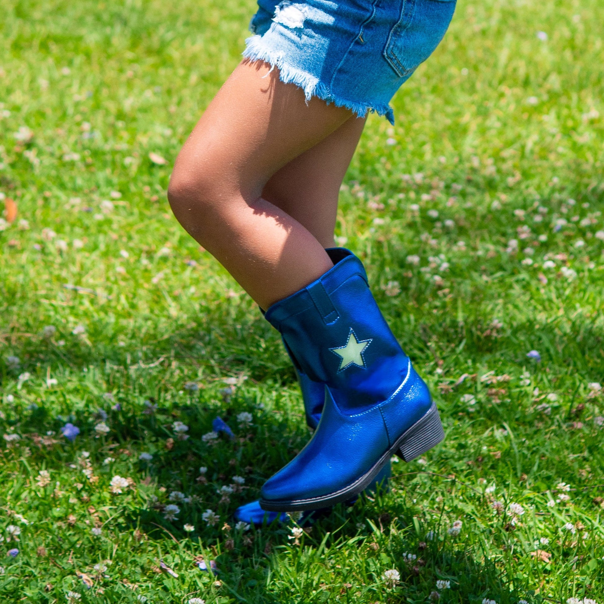 A Leading Role Premium Blue Metallic Boots