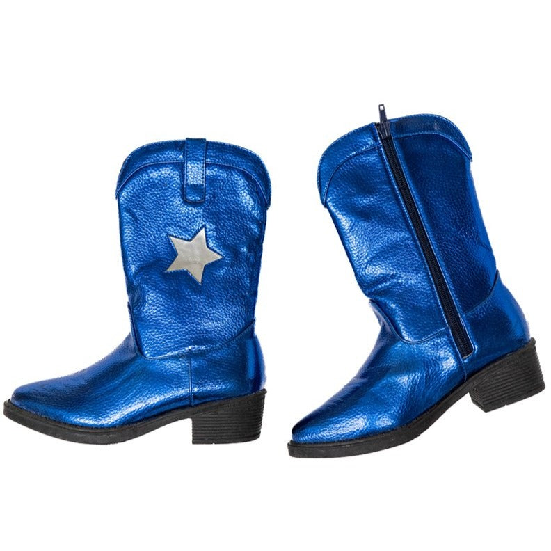 A Leading Role Premium Blue Metallic Boots