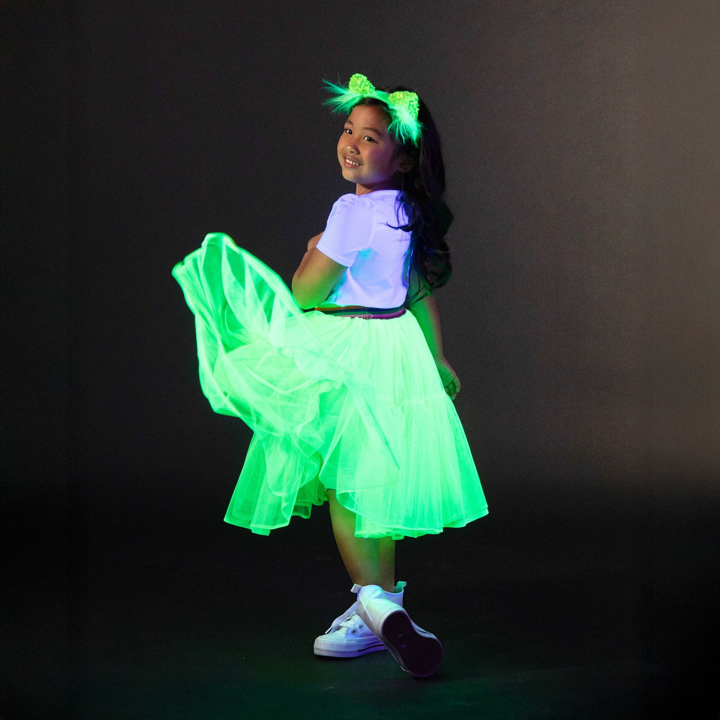 A Leading Role Child Short Green Glow Skirt