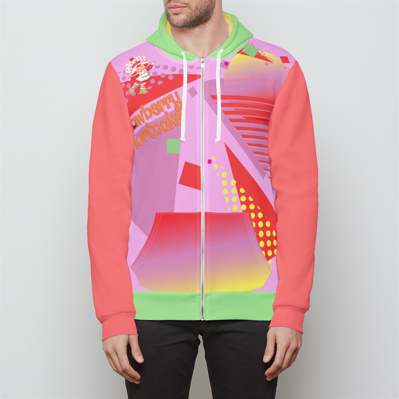 Strawberry Shortcake Retro Color Block Unisex Zip-Up Hoodie