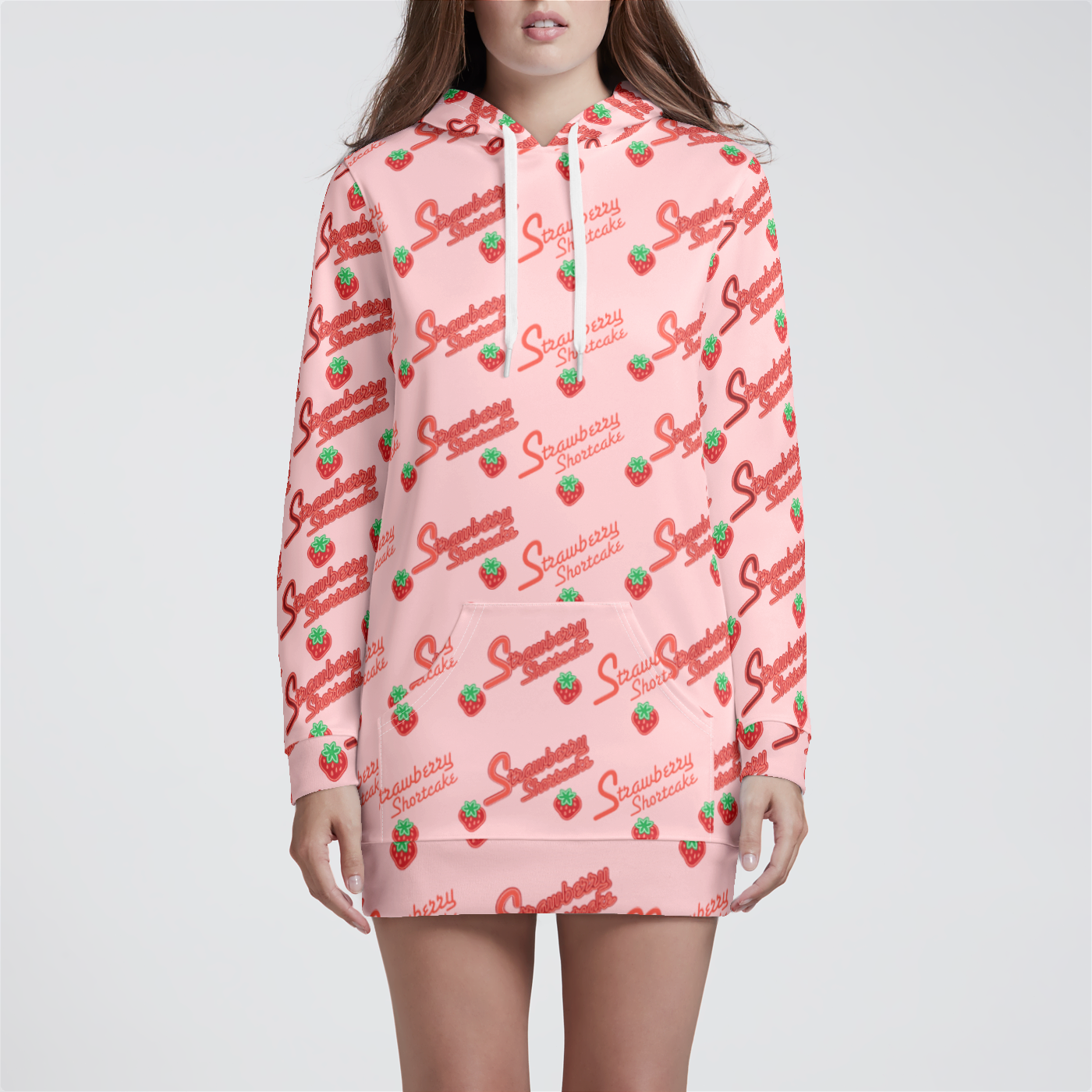 A Leading Role x Strawberry Shortcake Red Neon Glow Women's Hoodie Dress