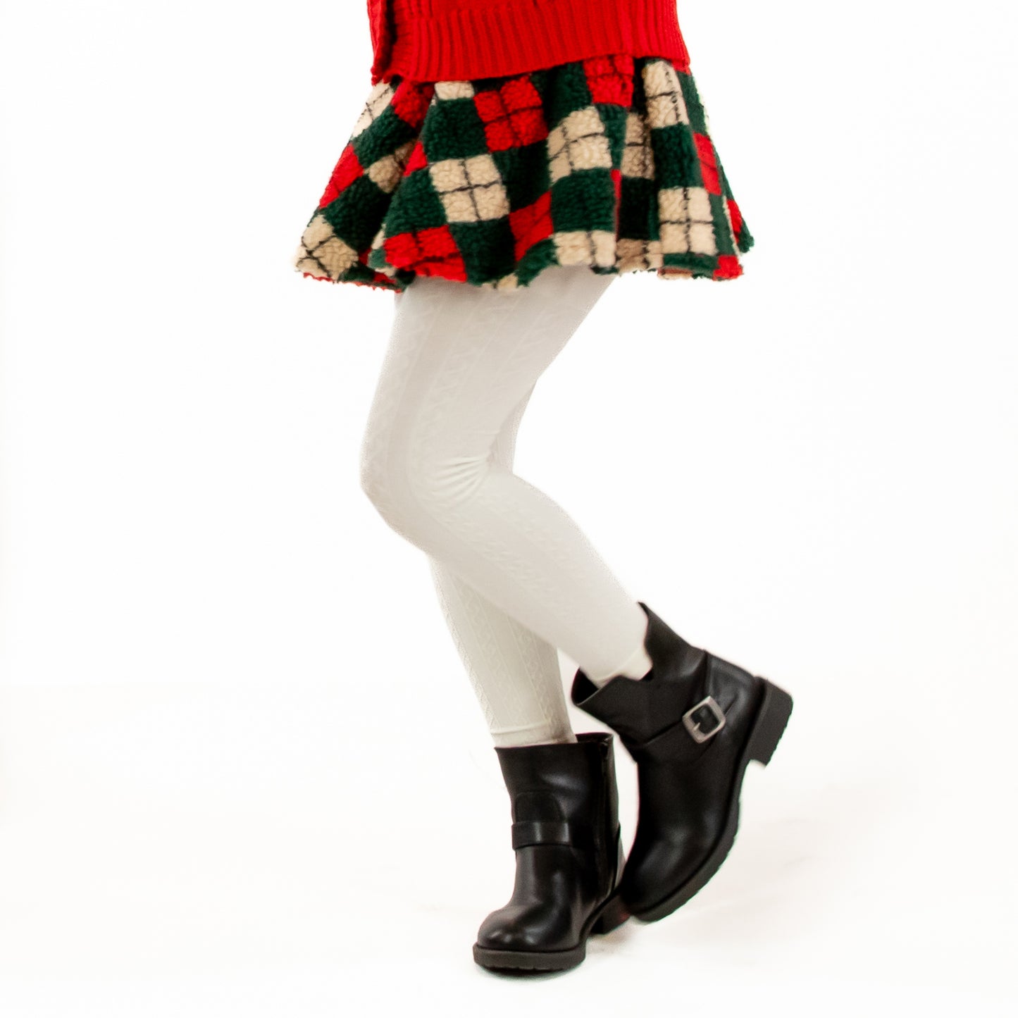 A Leading Role Premium Child Sherpa Argyle Swing Skirt