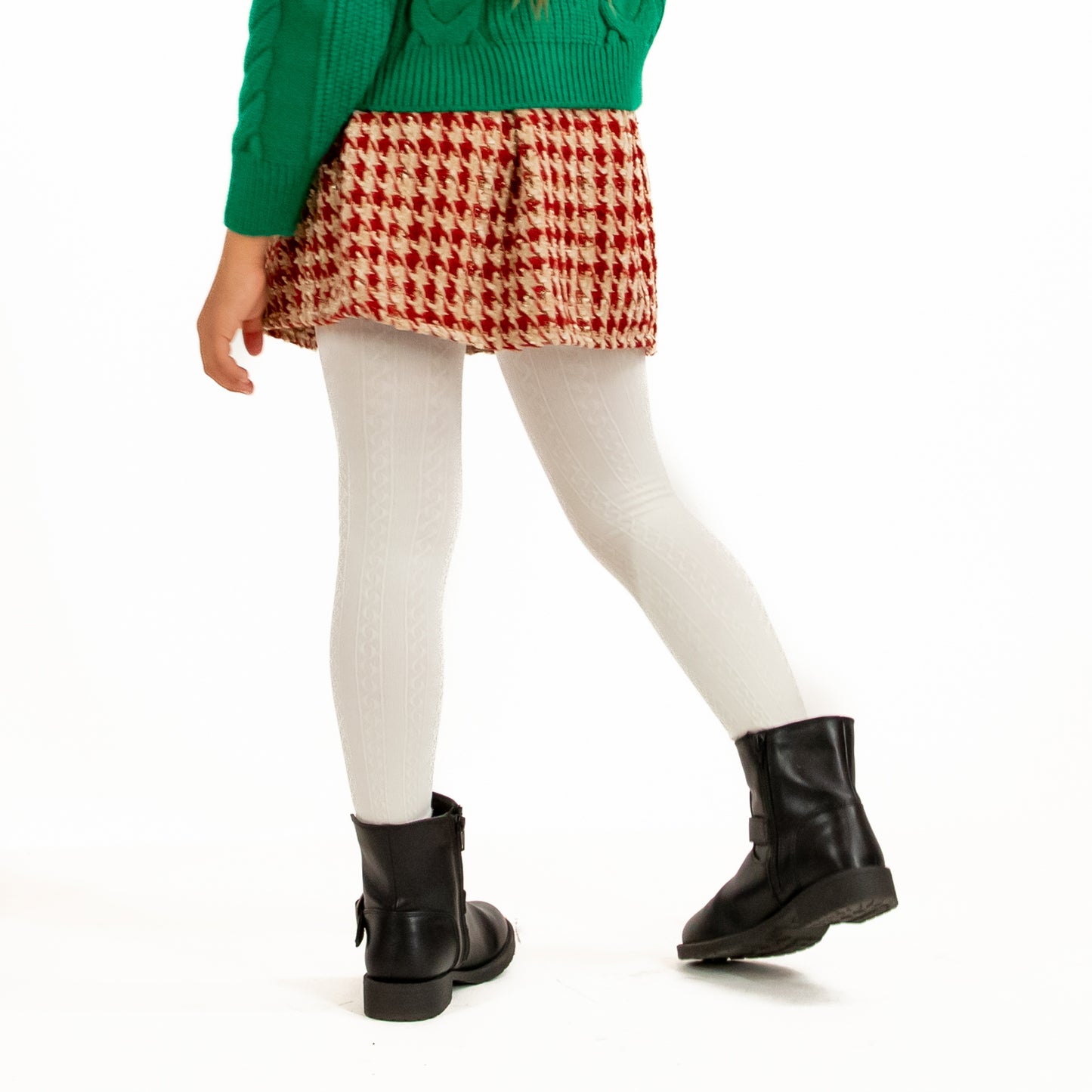 A Leading Role Premium Child Chenille Houndstooth Pleated Skirt