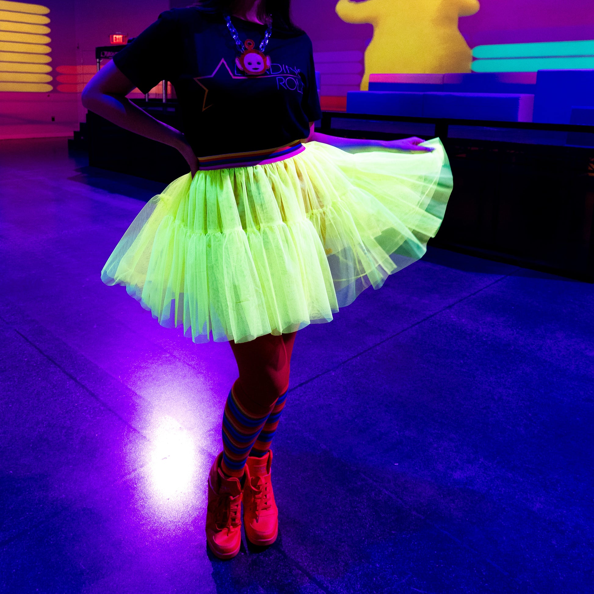 A Leading Role Child Short Green Glow Skirt