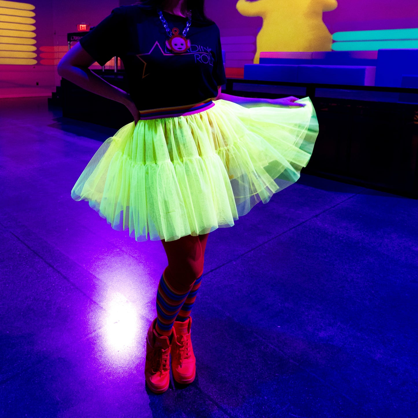 A Leading Role Premium Adult Short Neon Yellow Tulle Skirt