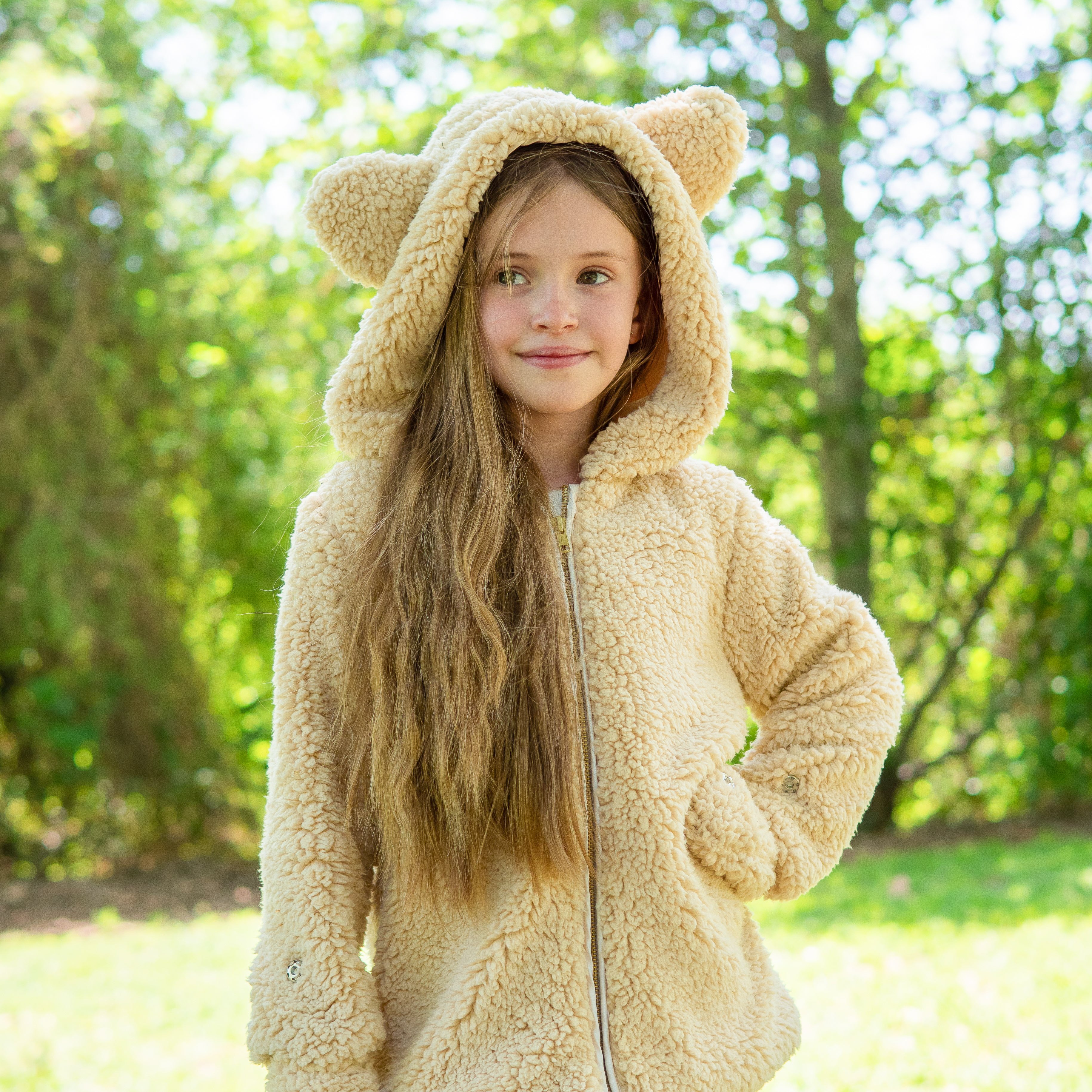 A Leading Role Premium Child Fuzzy Bear Zip Up Jacket