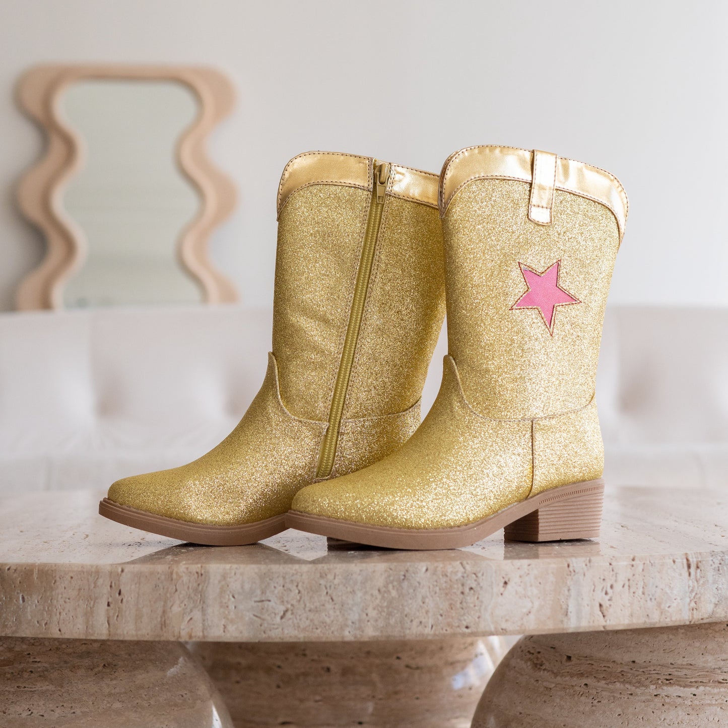 A Leading Role Premium Gold Sparkle Boots