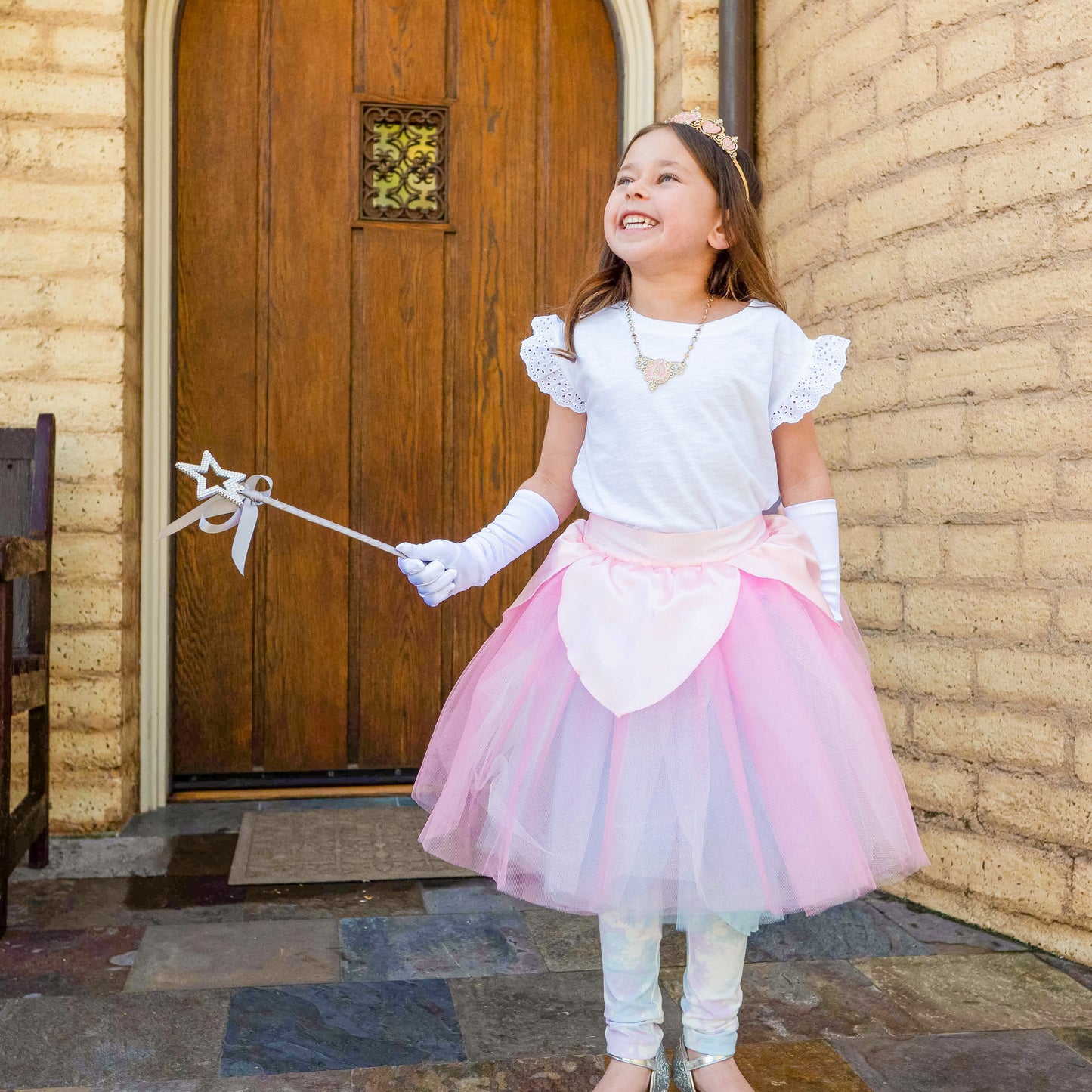 A Leading Role Cinderella and Sleeping Beauty Premium Reversible Child Skirt with Gloves