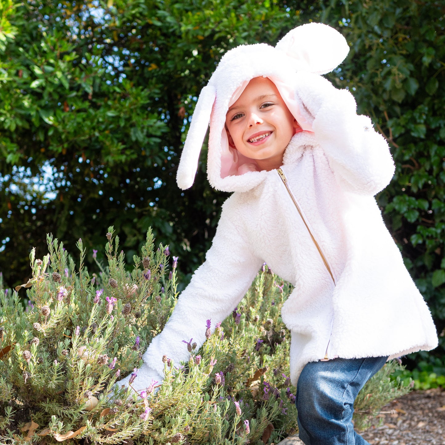 A Leading Role Premium Child Fuzzy Bunny Zip-Up Jacket